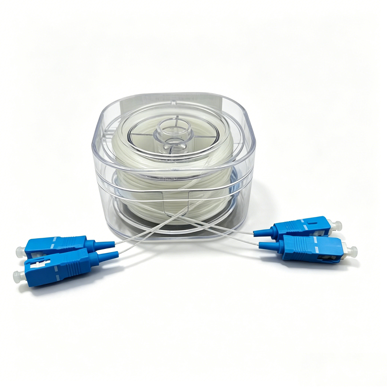 LC-LC SC-SC transparent patch cord drum duplex G657A2 10m-100m fiber optic cable