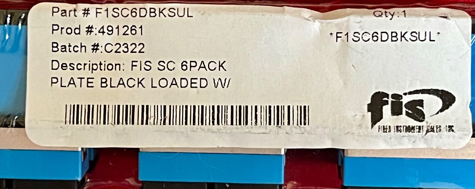 FIS Adapter Plate 6-Pack SC Duplex Singlemode Blue Adapters Loaded.