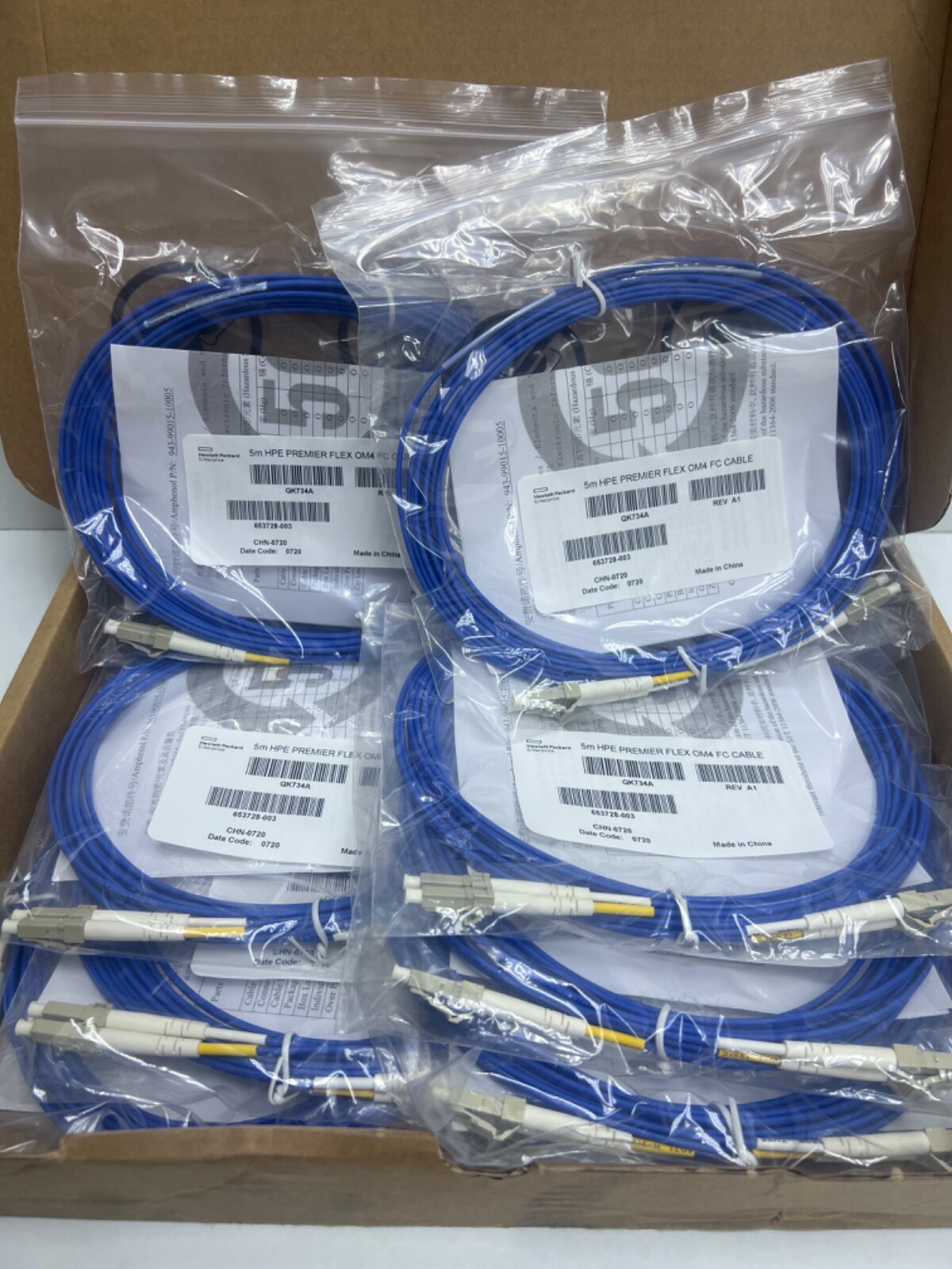 LOT 8pcs HPE Premier Flex OM4 FC,15 M Fibre Optical Cable QK734A 653728-003