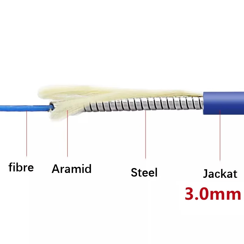 50M Indoor Armored Fiber Patch Cord LC/SC/ST/FC LC-LC SM 9/125 Duplex High Speed