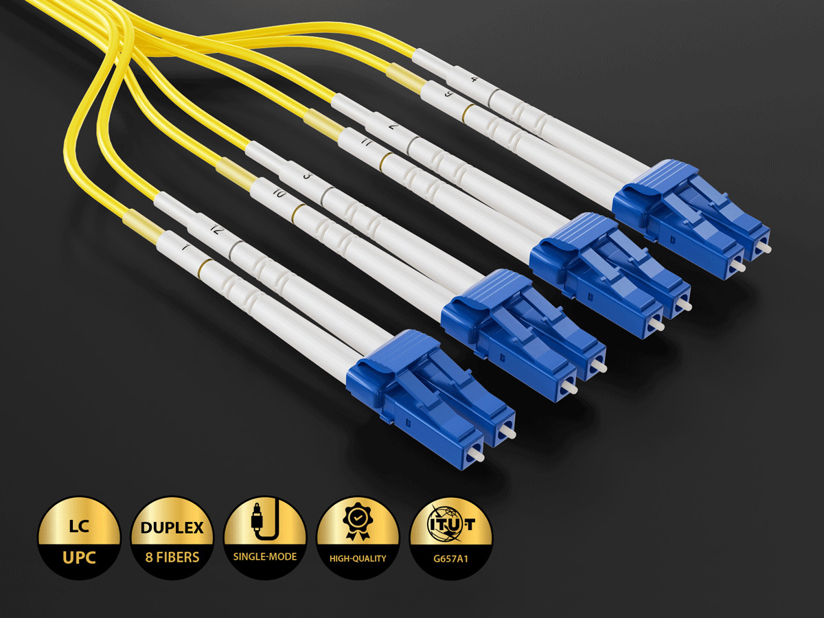 7m OS2 MTP/APC TO 4*LC 8 Fibers Duplex Corning Fiber Breakout Cable Type B Si…