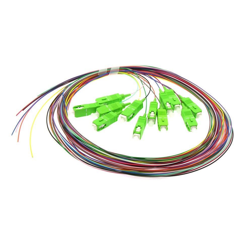 2M 12 Core SC APC Single Mode Fiber Optic Optical Pigtail Cable Cord Multicolor