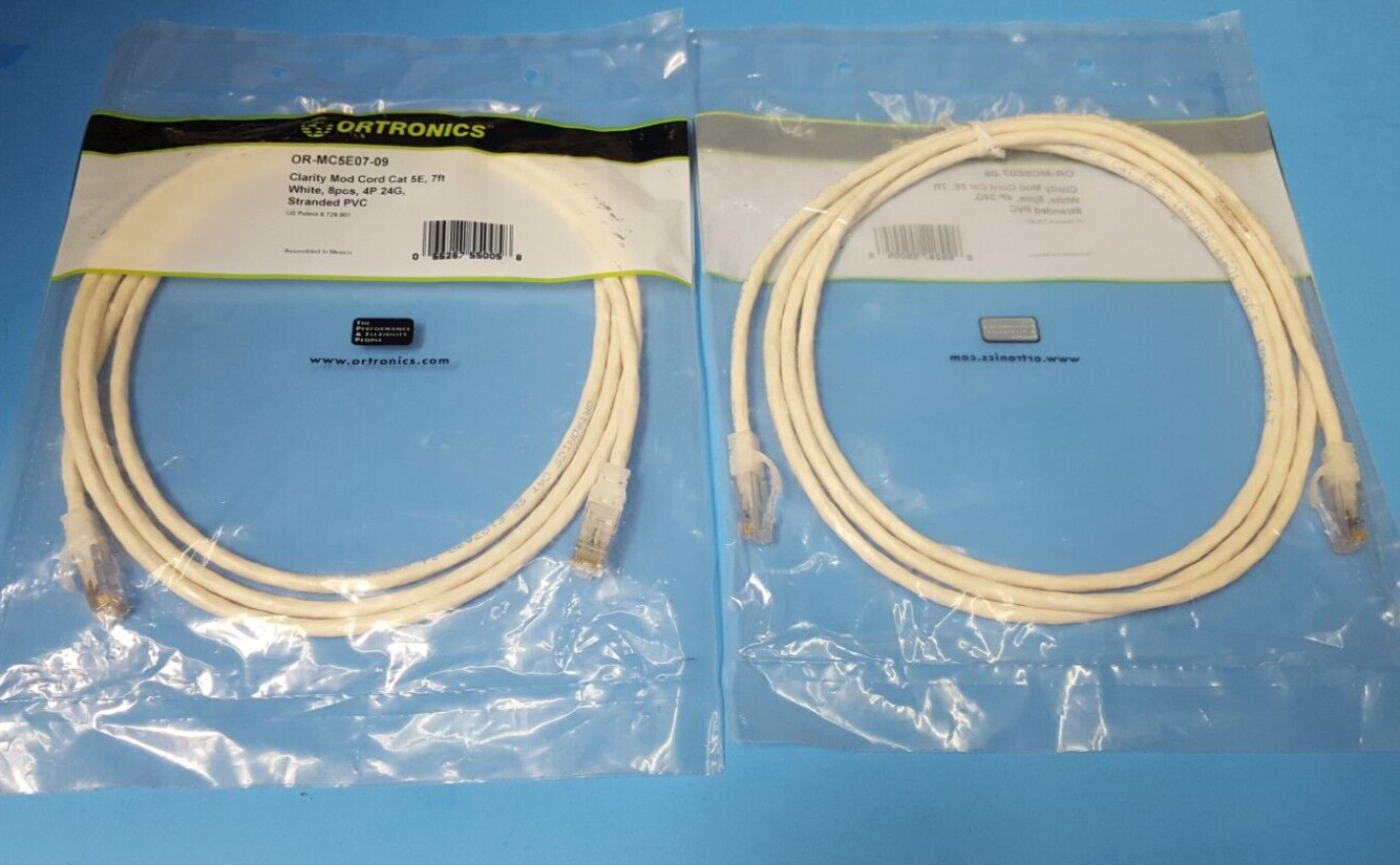 (2 PCs) PATCH CORD CAT5E , OR-MC5E07-09 , ORTRONICS , 7 FT , CLARITY MOD