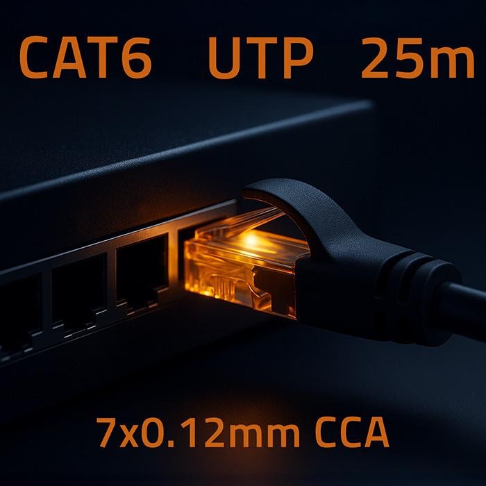 QOLTEC Patch Cable CAT6 25m for Computer, 2 x RJ-45 1Gbps, Gold Plated