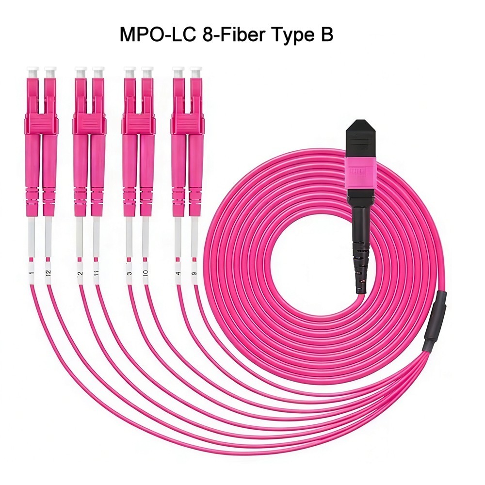 MPO Female to LC Fiber Optic Patch Cord OM4 Type B 8/12 Cores Breakout Fanout