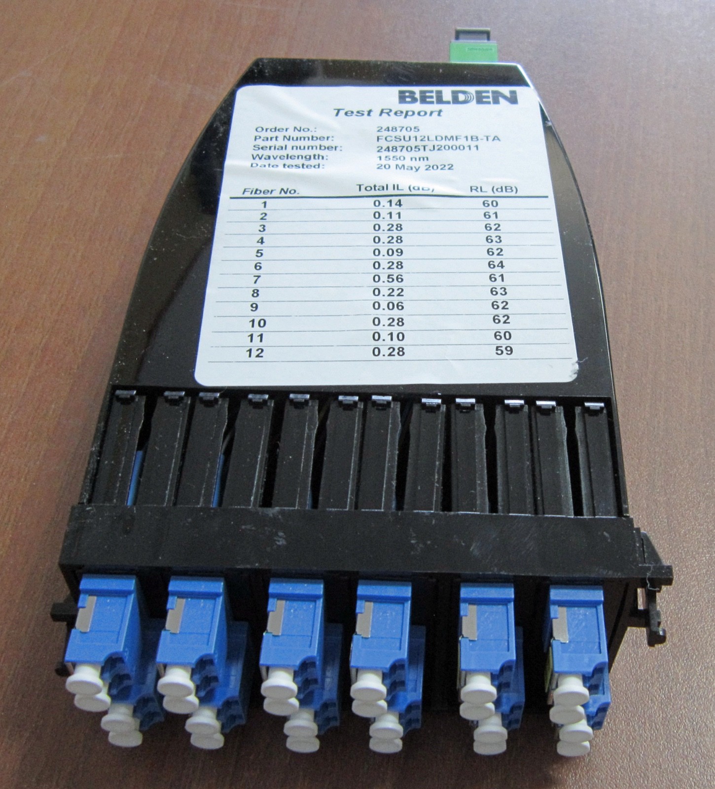 NEW Belden FCSU12LDMF1B-TA FX Ultra Fiber Optic 12-Port Cassette OS2 MPO(F)
