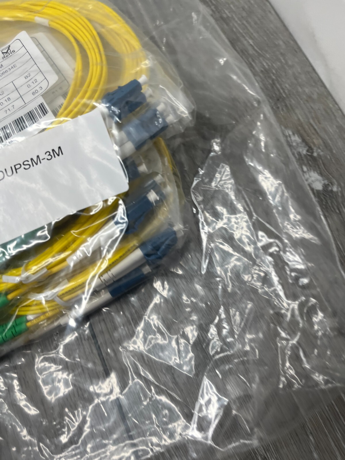 10pk SC/APC to SC/APC Duplex Singlemode PVC Patch Cords, Yellow 3M each