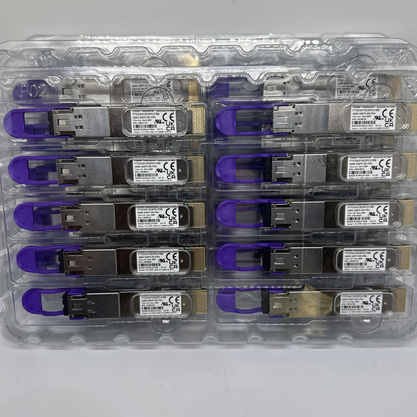10 X FINISAR FTCD4313E2PCLFB8 Transceiver 400G QSFP-DD FR4 13XX nm 3km SMF 10