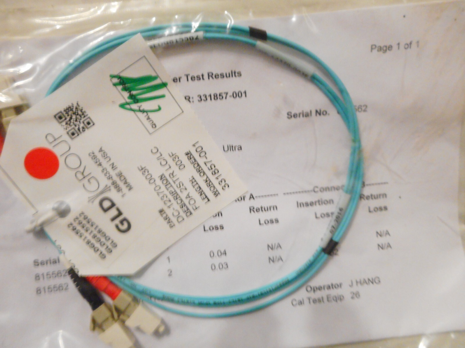 LOT OF 30 FIBER OPTIC JUMPERS 3FT GLD-GROUP FOA 2STR LC/LC DC-12370-003F