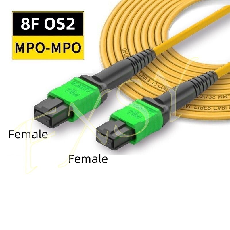 1-100M MPO Female to MPO Female UPC APC 8|12F OS2 SM Optic Fiber Patch Cord lot