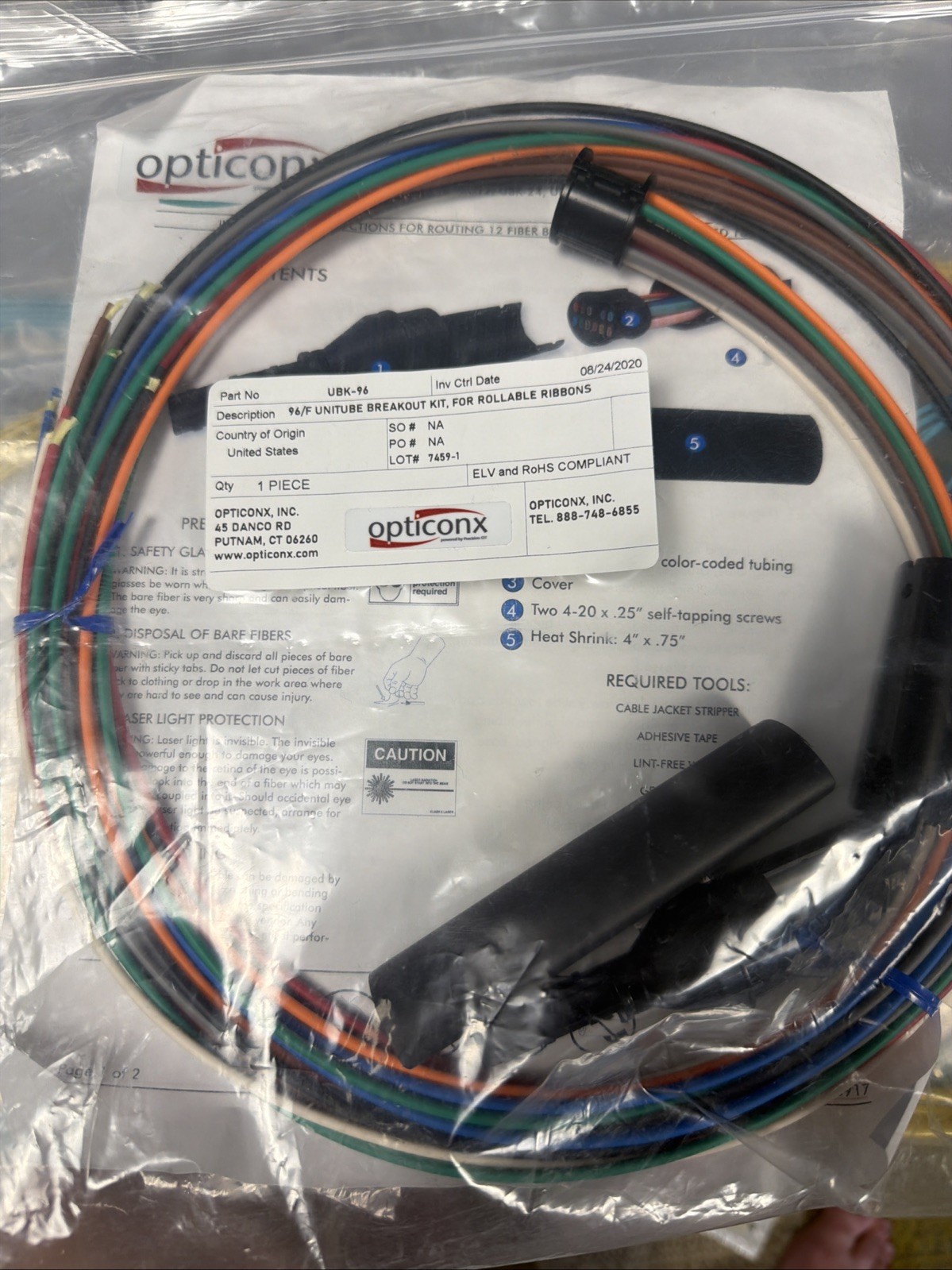 Opticonx Fiber Optic Installation Lot – UBK-96 Breakout Kit Splitters Tubbing Ca