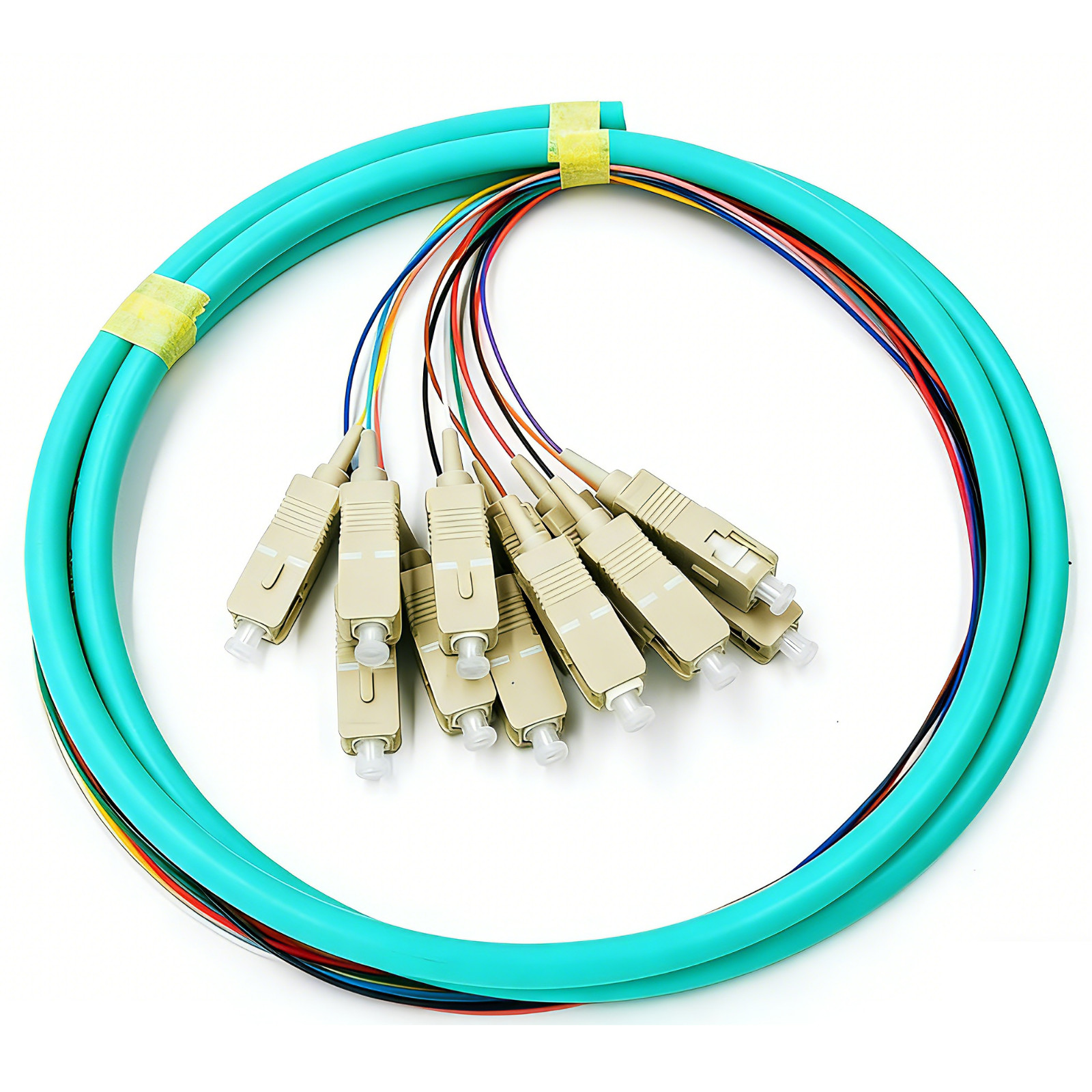 12 Fiber OM3 OM4 Multimode Bunch Pigtail SC LC FC ST UPC 1m Fiber Optic Cable