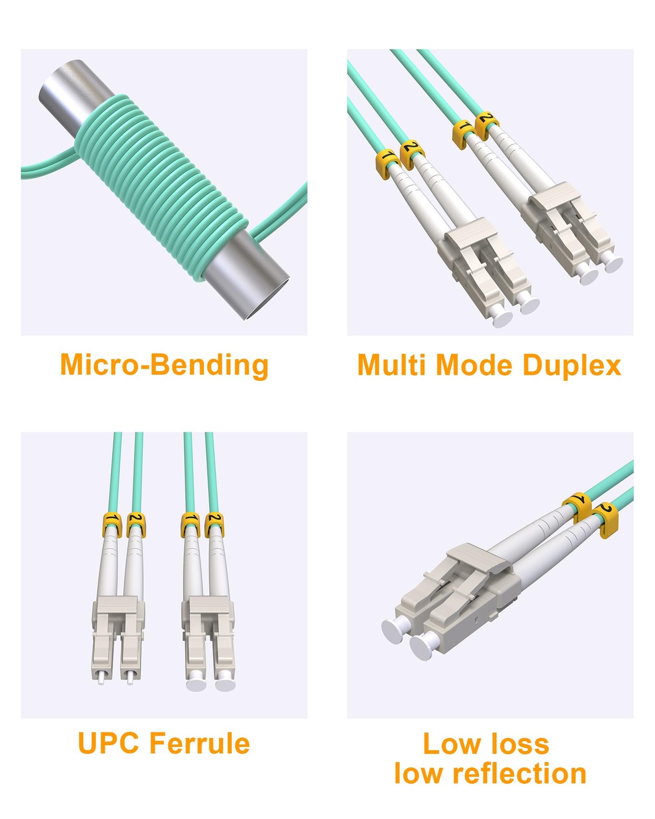 Fiber Patch Cable 10G Gigabit Optical LC to LC Multimode OM3 Duplex 50/125