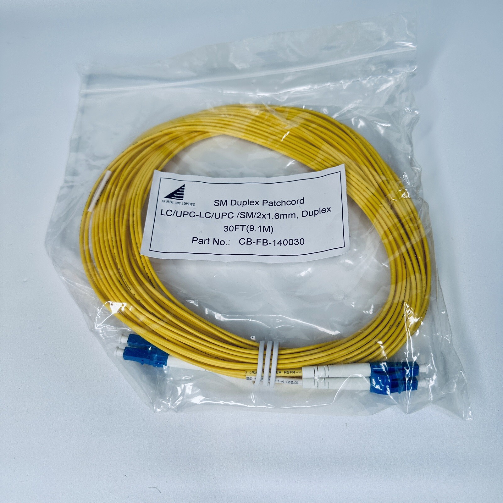 Lot of 5 – TR Manufacturing Singlemode LC/UPC 30ft / 9.1M Fiber Patch Cables