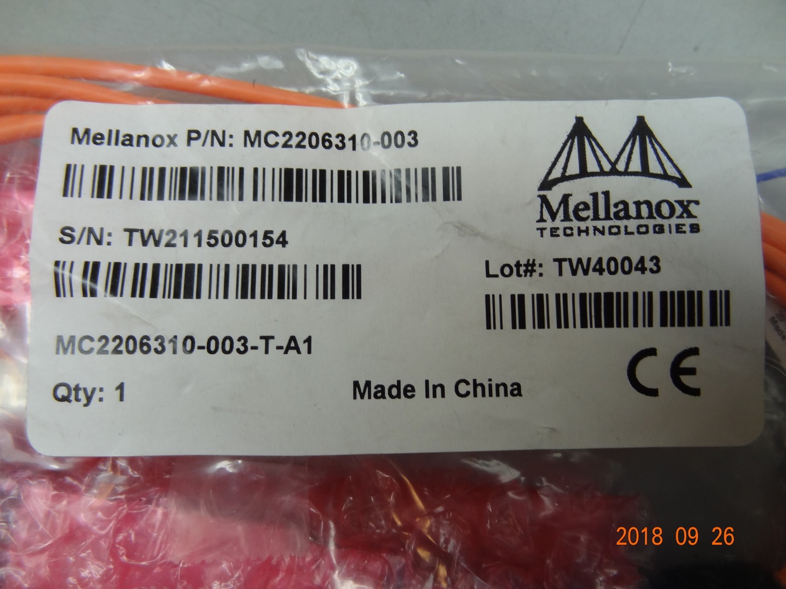 Mellanox MC2206310-003 Active Fiber Cable IB QDR/FDR10 40Gb/s #T365