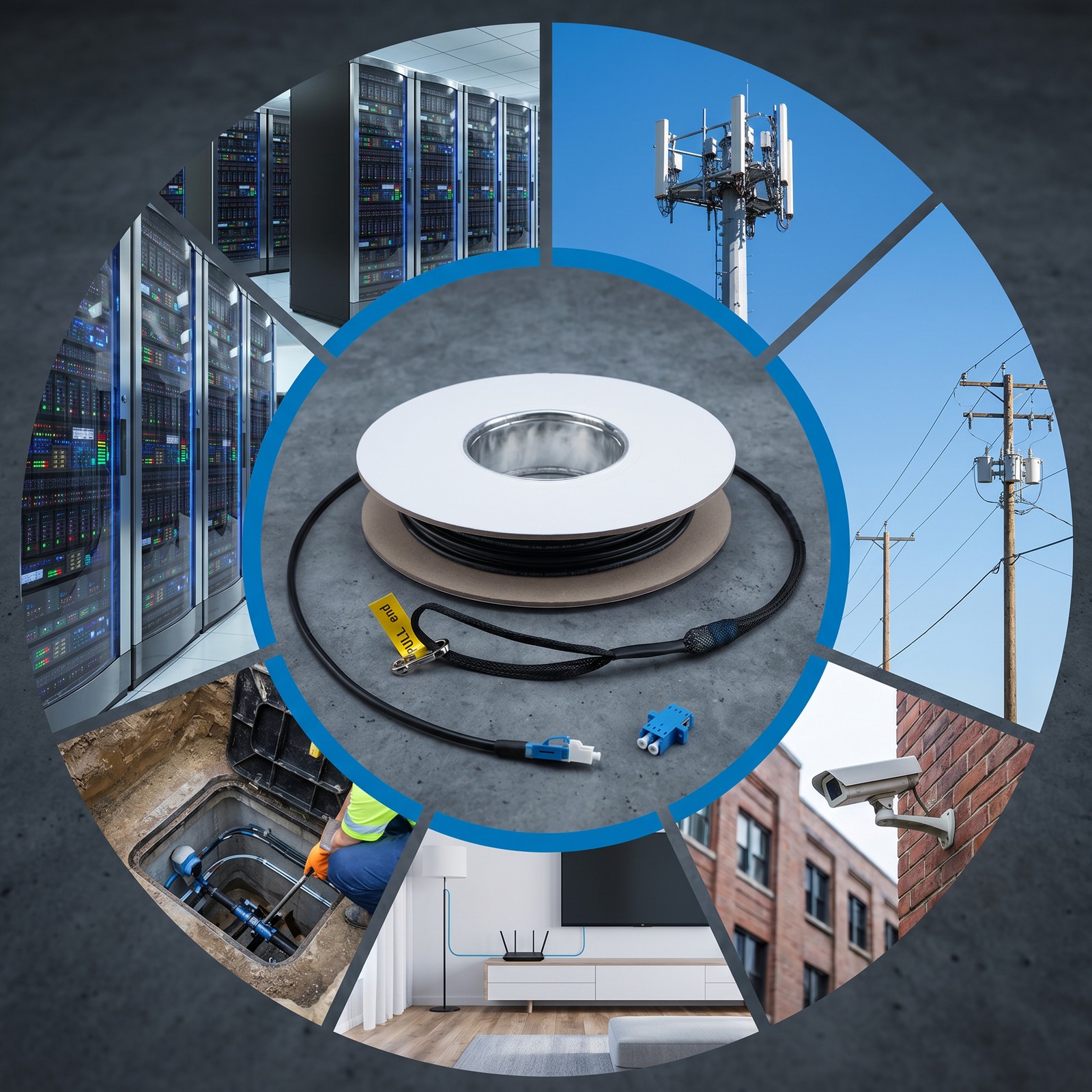 OS2 Duplex Single Mode 2 LC to 2 LC Outdoor Armored Fiber Cable, TPU 30M-150M