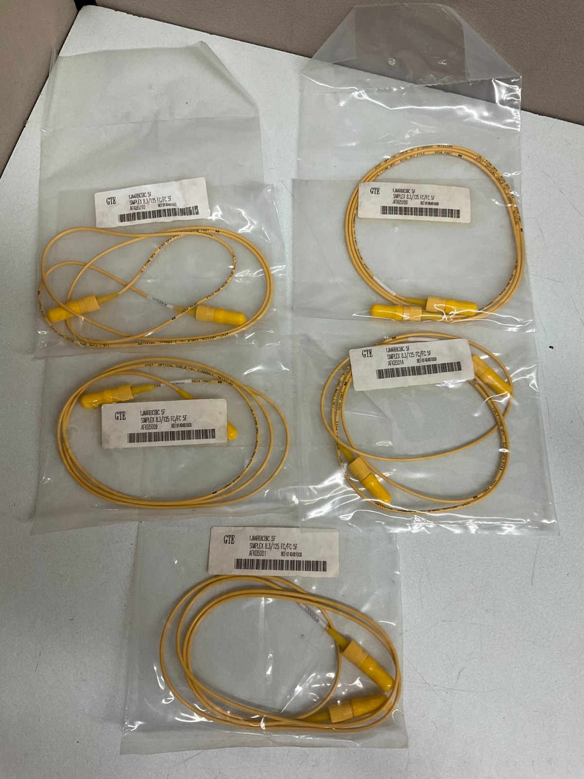 LOT of 5 NEW GTE 1JAARBICBIC 5F Simplex FC/FC Patch Cable AKFB5001