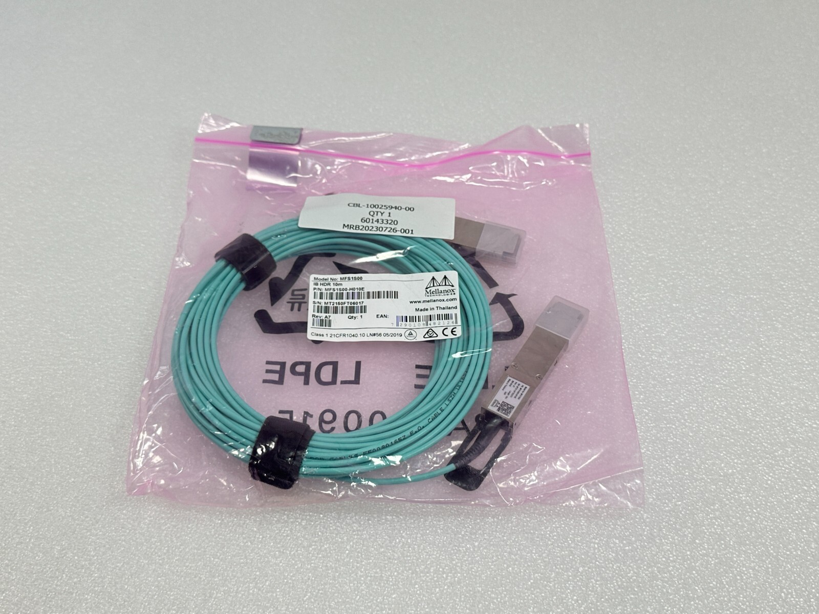 MFS1S00-H010E Mellanox® MFS1S00 QSFP56 Fiber Optic Network Cable IB HDR 10m