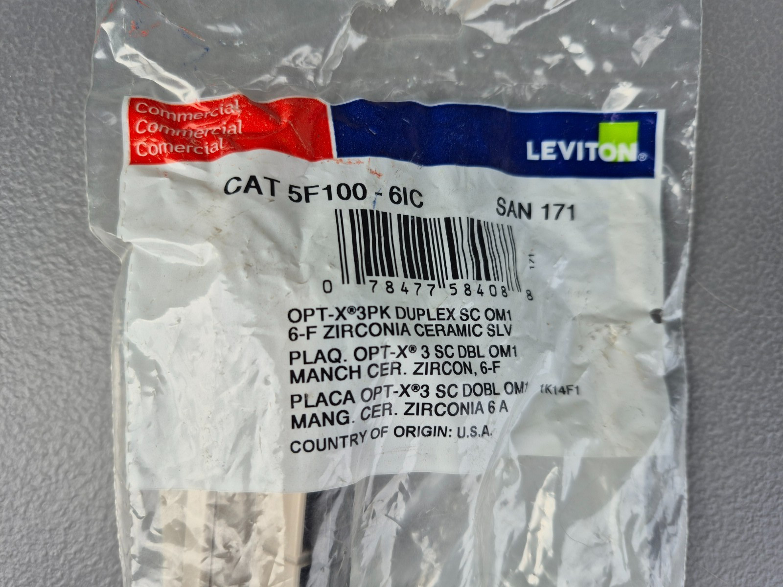 Brand New 5F100-6IC LEVITON SC Opt-X Precision Molded Plate Beige 62.5 – 6 Fiber