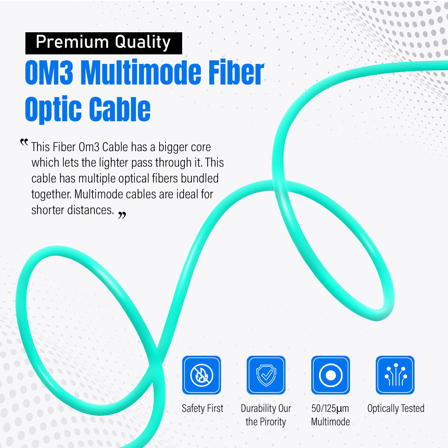 OM3 LC to LC Fiber Optic Patch Cable Multimode Duplex 50/125 Aqua LC LC 1M – 15M