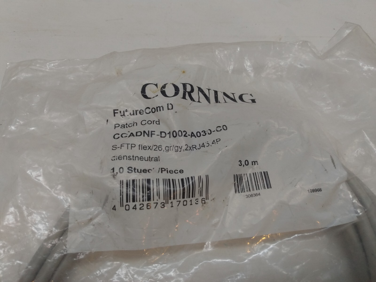 Corning FutureCom Ccadnf-D5002 A150 °C0 Patch Cable Cat. 5E/S-FTP/15 m 2 RJ45