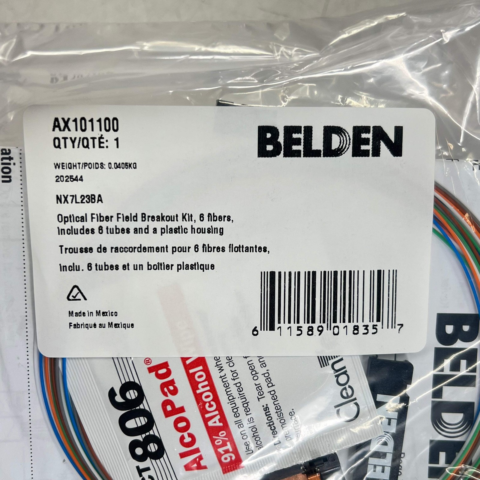 BELDEN Optical Fiber Field Breakout Kit Plastic Housing 6 Fiber 6 Tubes AX101100