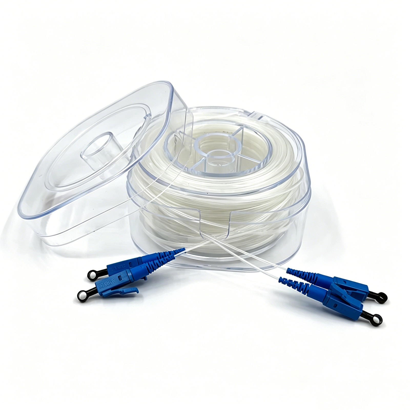 LC-LC SC-SC transparent patch cord drum duplex G657A2 10m-100m fiber optic cable