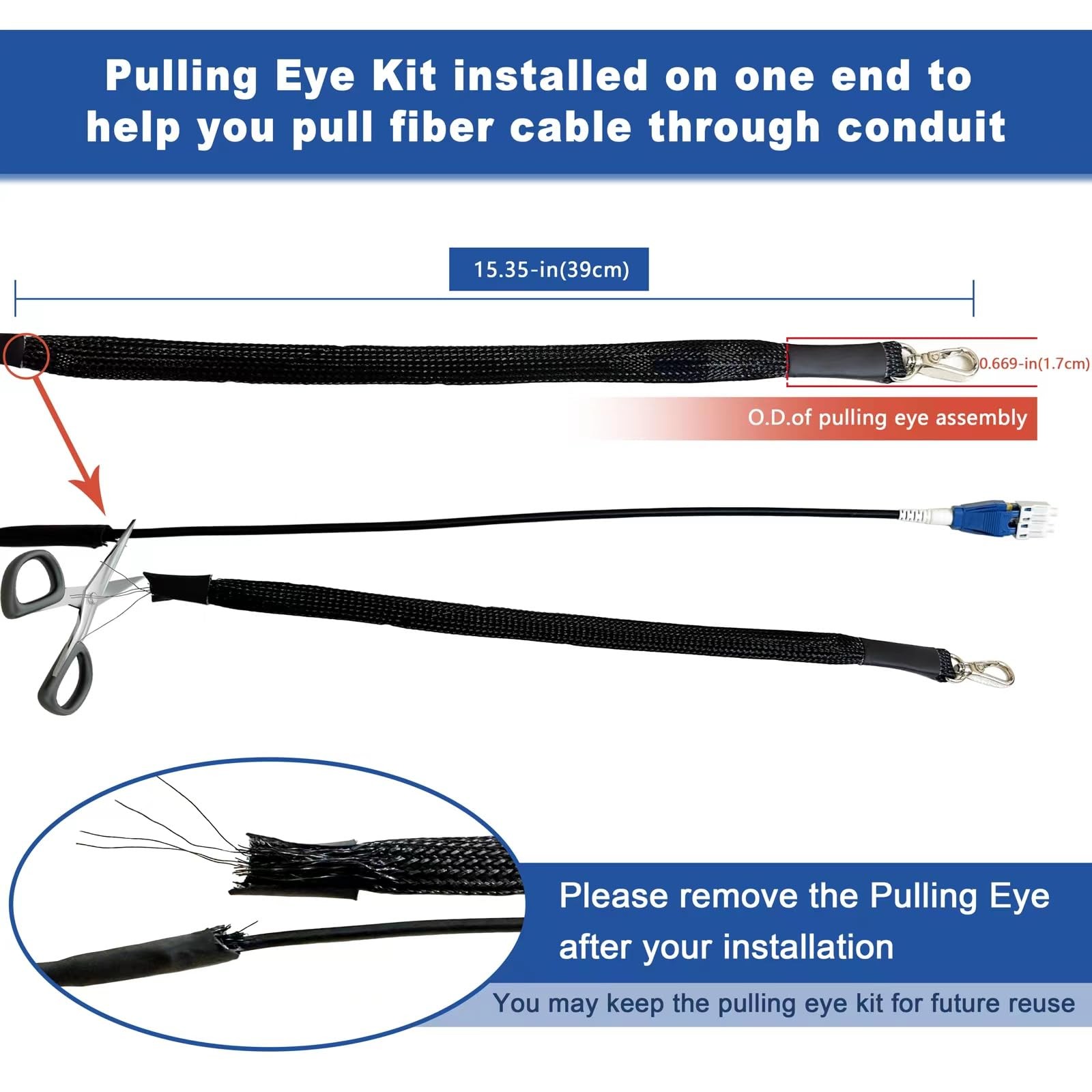 300ft Uniboot LC to LC Outdoor Armored Fiber Patch Cable with Pulling Eye, Lo…
