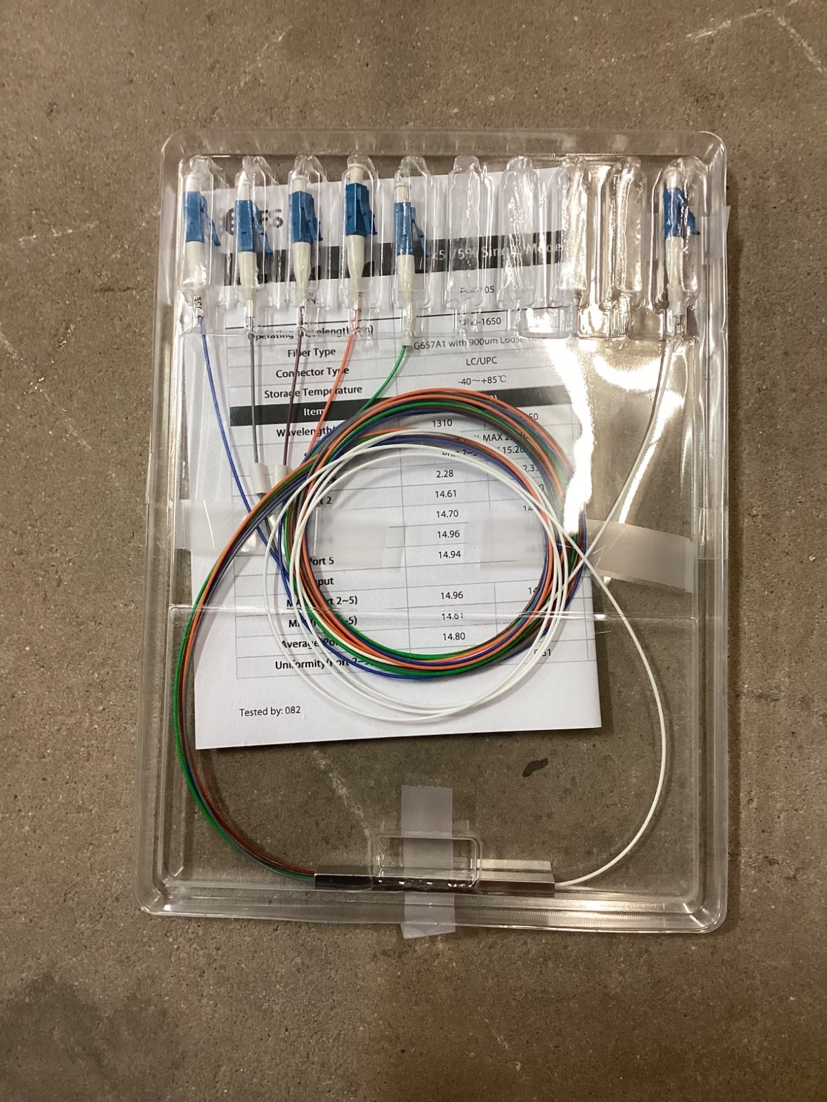 1 x 5 75% PLC Fiber Splitter, Singlemode Mini Module, LC/UPC 1.0M 153985 PLC-105