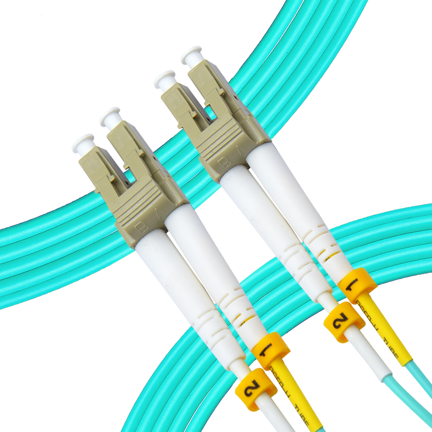 OM4 LC to LC Fiber Optic Patch Cable Multimode Duplex 50/125 Aqua LC LC 1M-15M