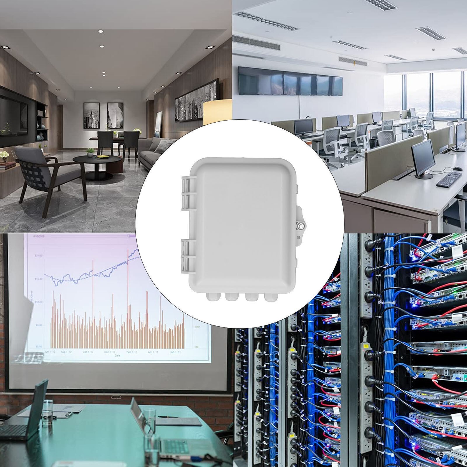 Fiber Distribution Box Waterproof 12 Core Wall Mounted Optical Fiber Termination