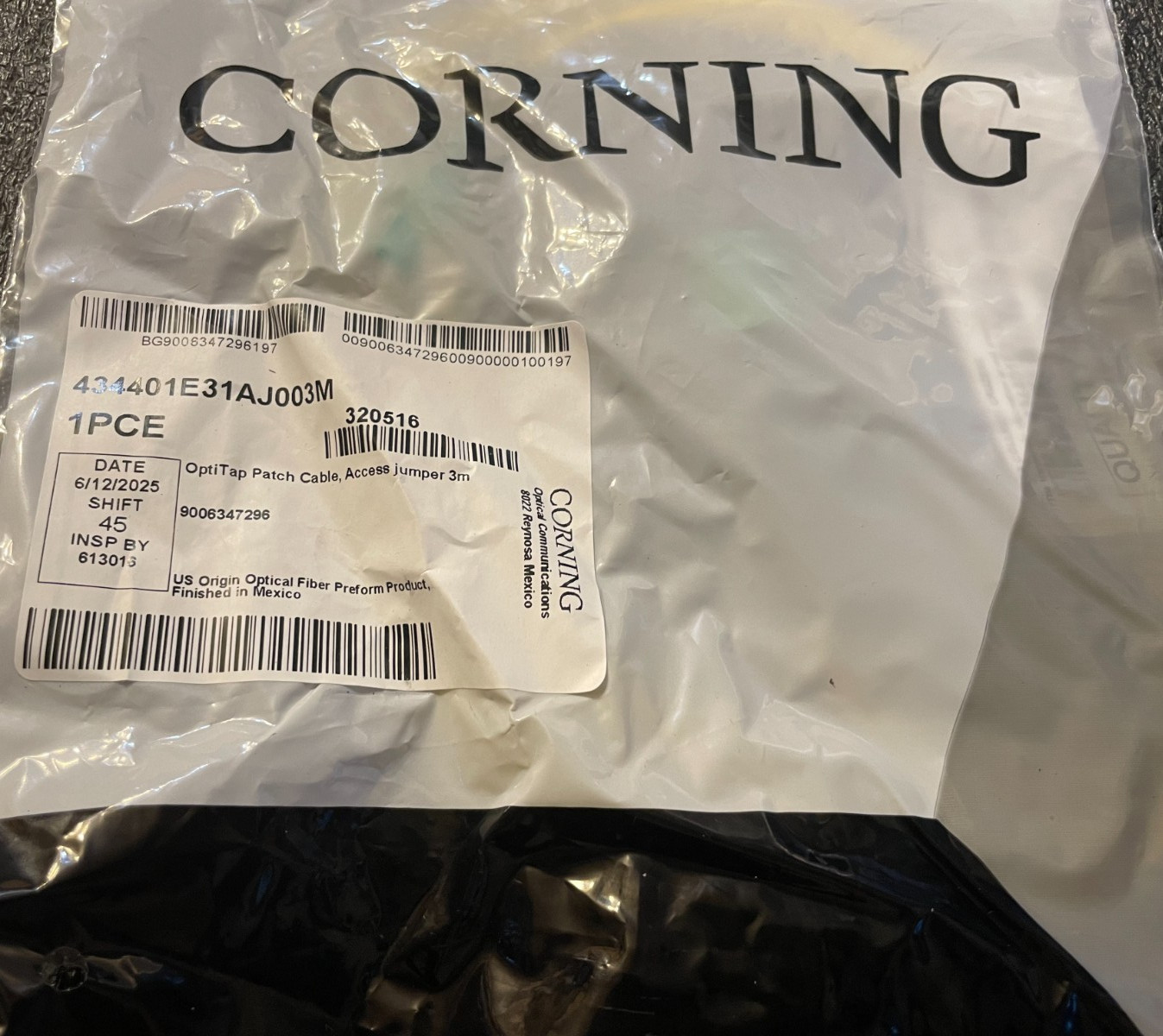 Corning 434401E31AJ003M OptiTap® Test Jumpers 1 F Single-mode (OS2) 2.9mm, 3m