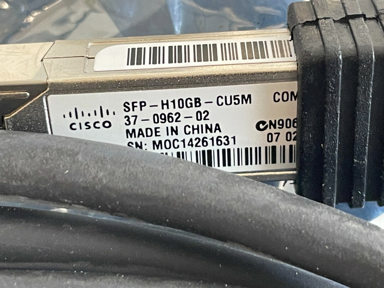PP5: Lot of 2 Cisco SFP-H10GB-CU5M= – 10GBASE-CU SFP+ 5 METER CABLE