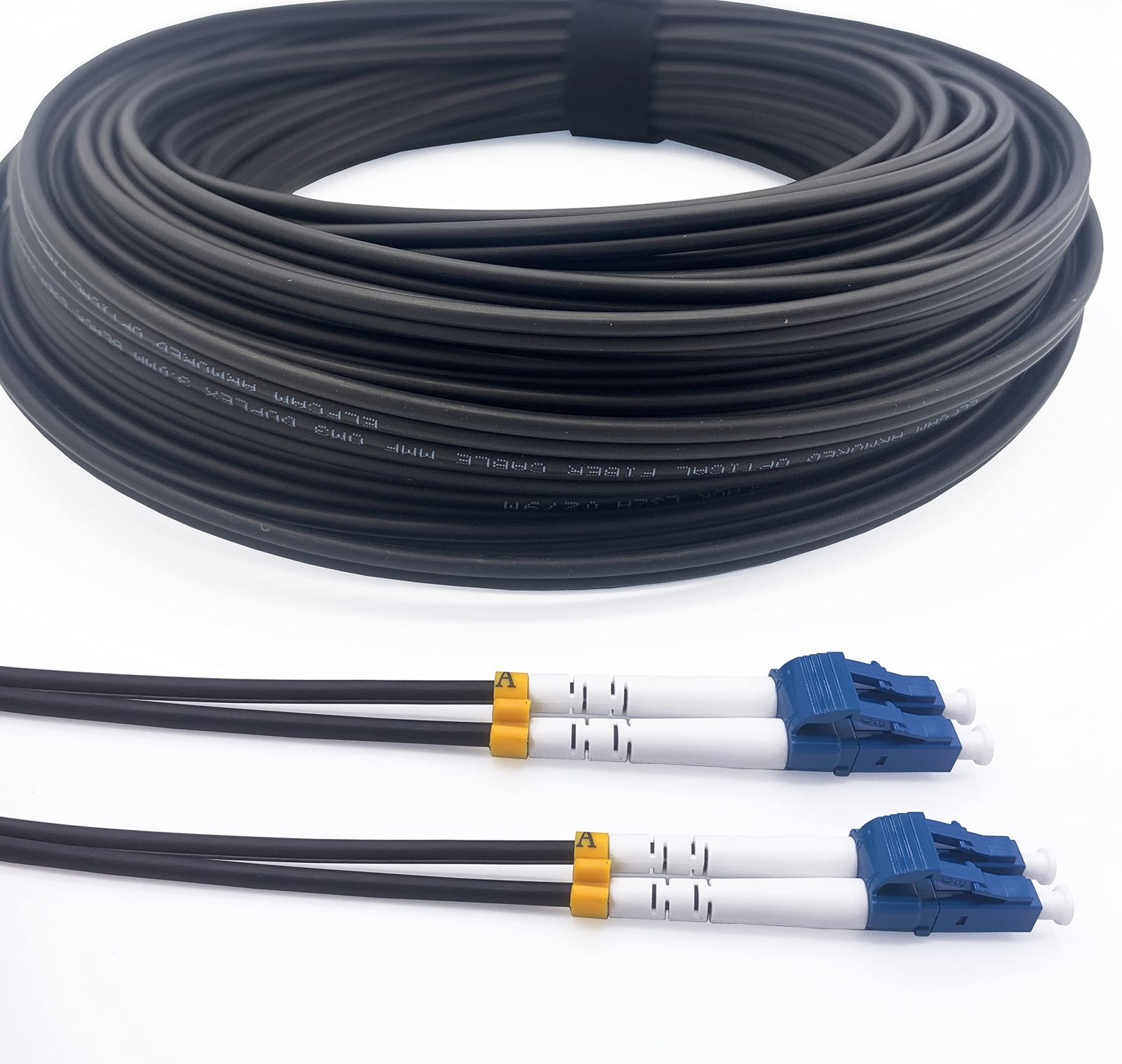Elfcam 40m Armored Fiber Optic Cable LC/UPC to LC/UPC OS2 Singlemode Duplex