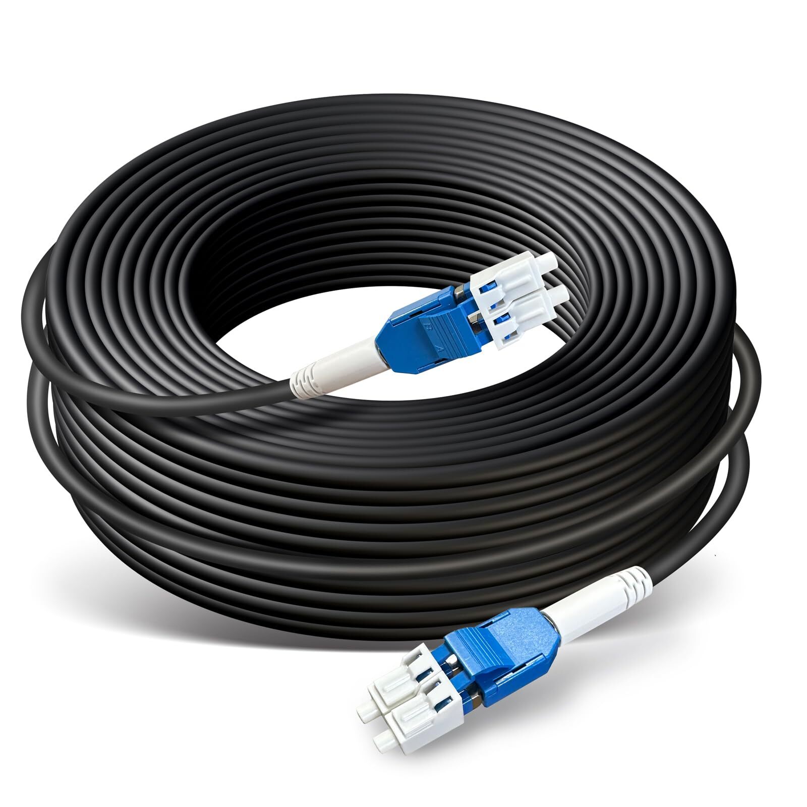 100ft/30m OD-5mm Industrial TPU OS2 LC to LC Outdoor Armored Fiber Optic Cabl…