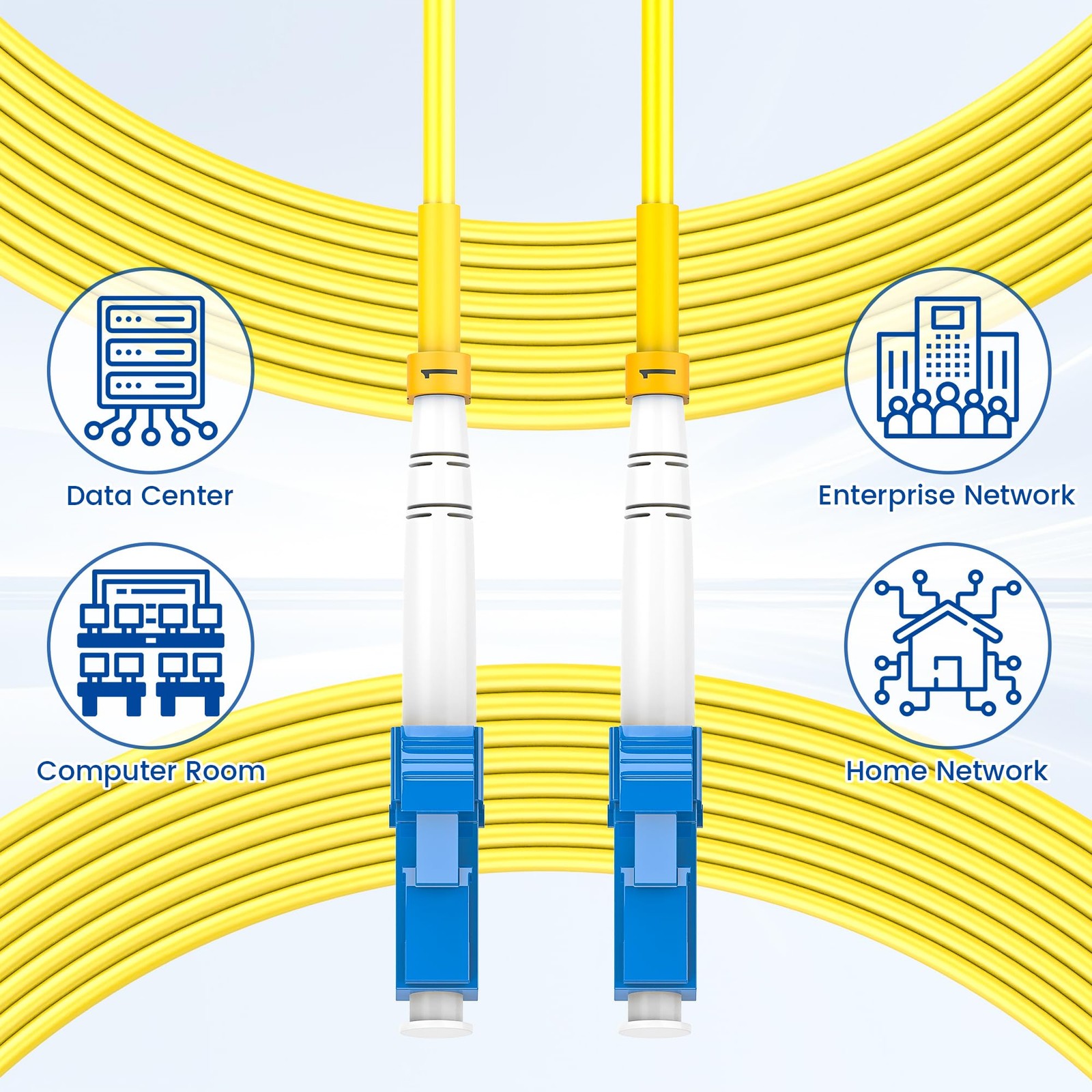 OS2 LC to LC Fiber Patch Cable 1G 10Gb 9/125um SIMPLEX SMF Yellow 1.6 FT