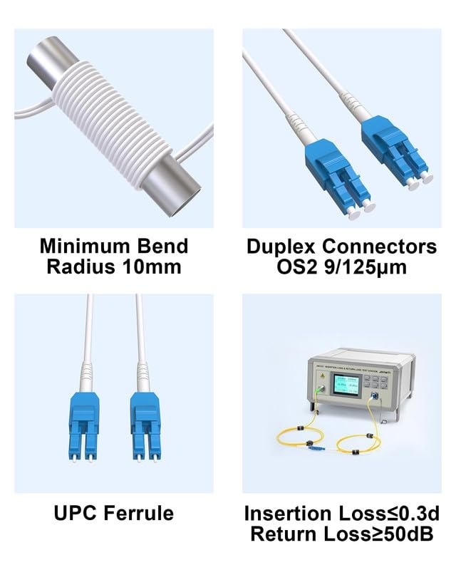 Armored Uniboot Fiber Optic Patch Cable 20M 65FT LC to LC Single Mode SMF
