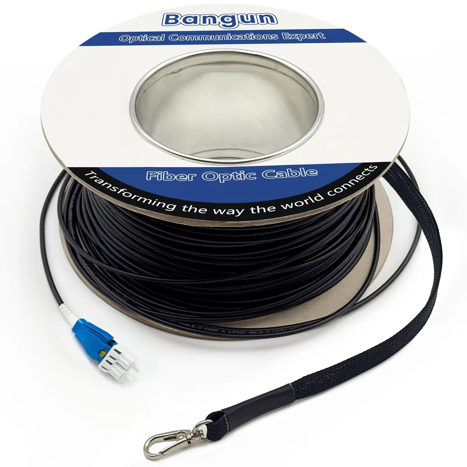 300ft Uniboot LC to LC Outdoor Armored Fiber Patch Cable with Pulling Eye, Lo…