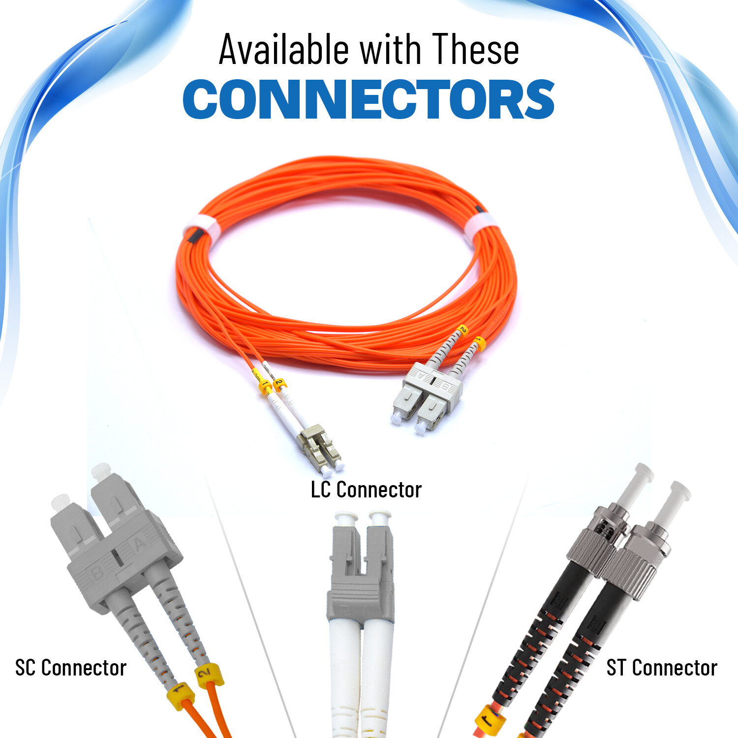 OM2 LC to LC Fiber Optic Patch Cable Multimode Duplex 50/125 Orange LC LC 1M-15M