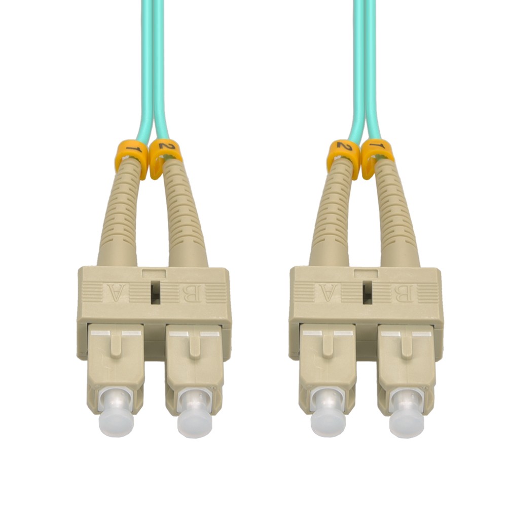 5 Pack of 7m SC/UPC-SC/UPC OM3 Multimode Duplex OFNR 2.0mm Aqua Fiber Optic Patc
