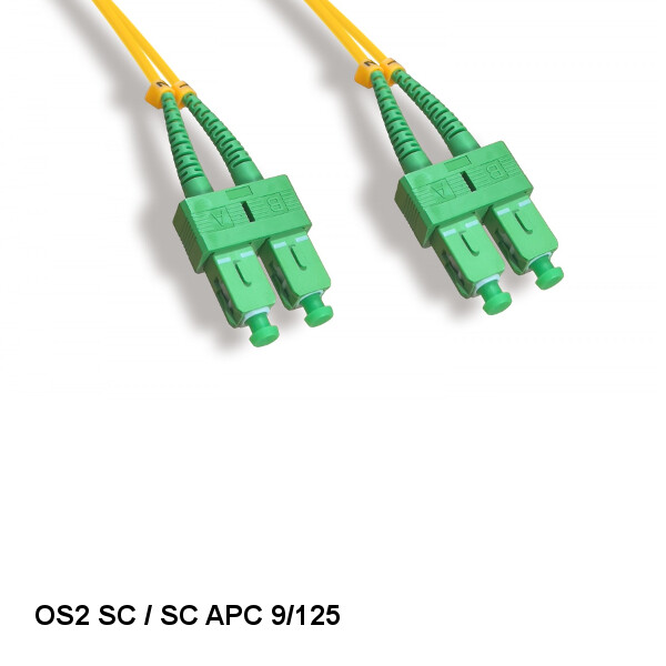 Kentek 6Ft SC/SC APC OS2 9 /125 Duplex Single-Mode Fiber Optic Cable OFNR