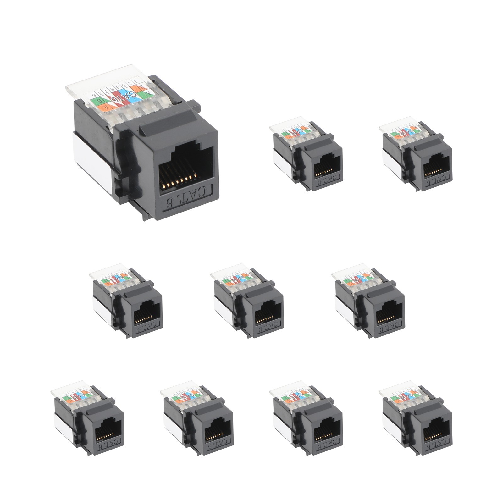 10/20PCS RJ45 Cat6 Keystone Jack Coupler Adapter Network Connectors White/Black