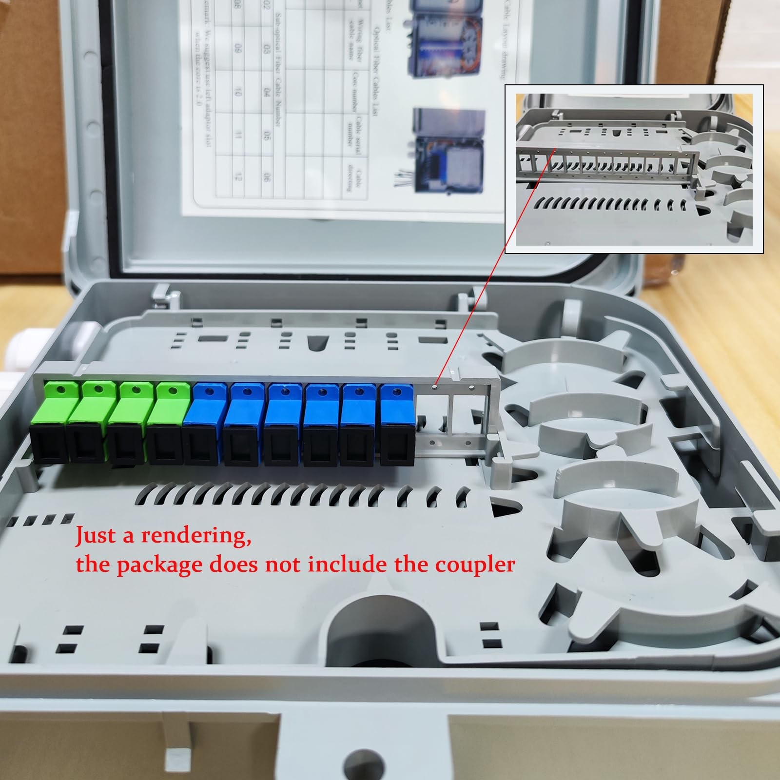 12 Core Fiber Optical Terminal Box, FTTH Distribution Enclosure, 9.45×8.66