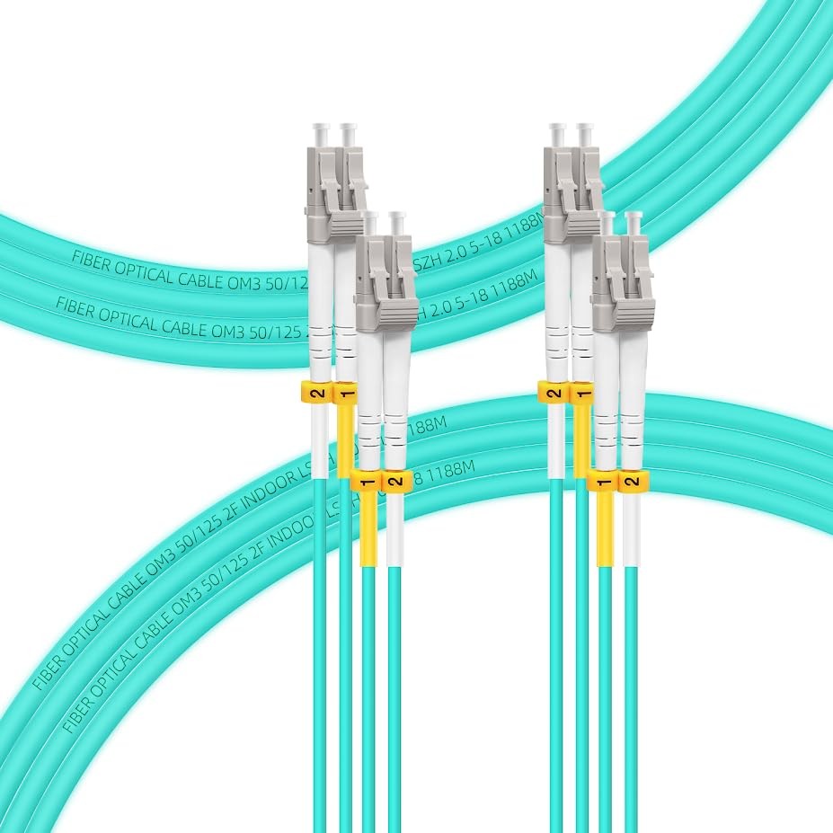 – 0.5M-2Pack OM3 LC to LC Fiber Patch Cable, MM Multimode Fiber Optic Cable, …