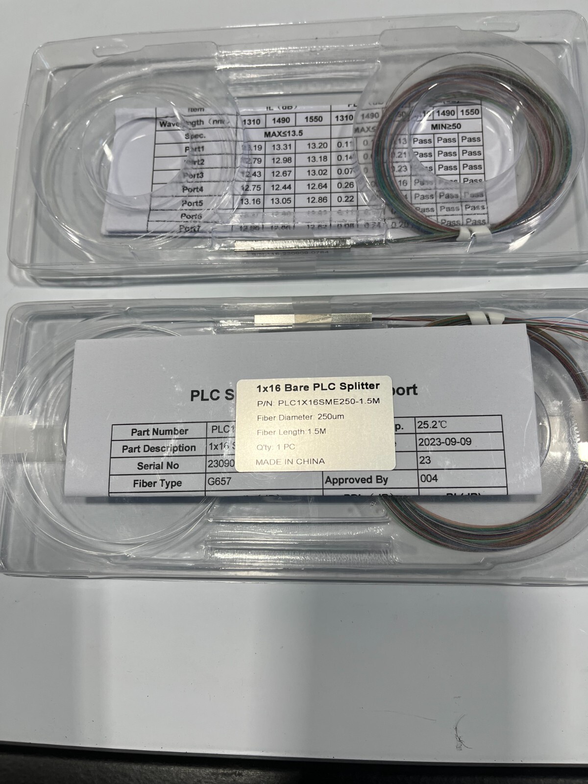 1×32 PLC Fiber Optic Splitter, 1.5 Meter, No Connectors, 10 Units Per Pack