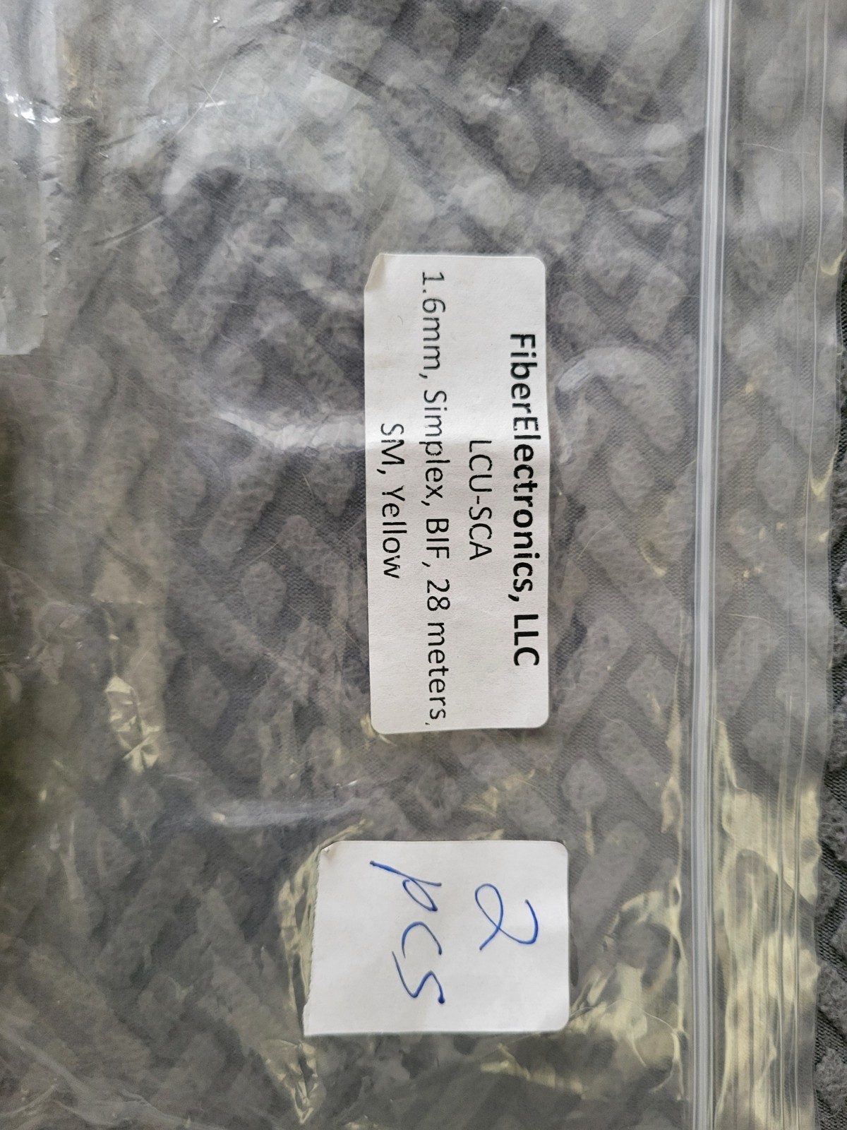 (2) FiberElectronics LCU-SCA 1.6mm Simplex BIF 28 meters SM YELLOW