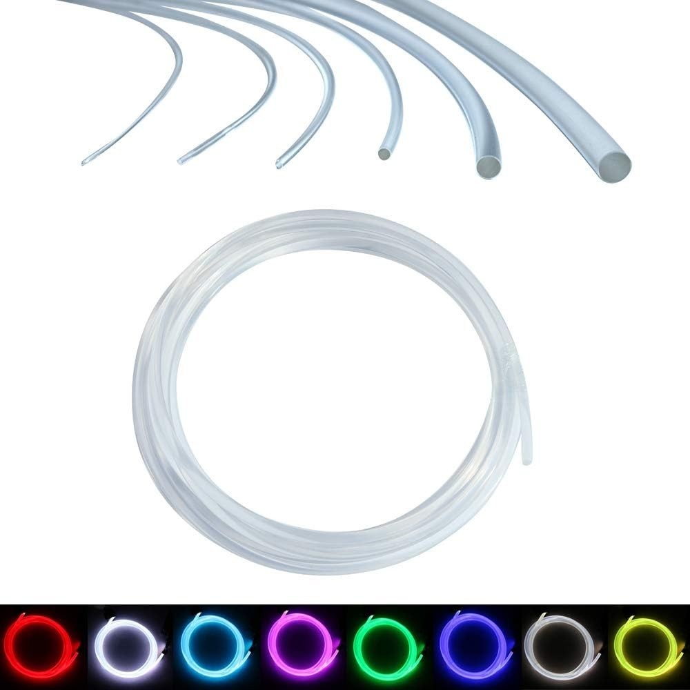 Transparent PMMA Side Glow Fiber Optic Cable – 5m for Art & Car Illumination