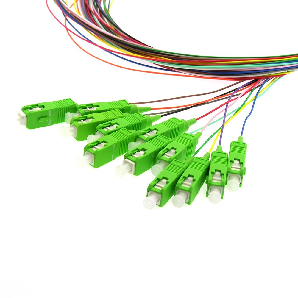 2M 12 Core SC APC Single Mode Fiber Optic Optical Pigtail Cable Cord Multicolor