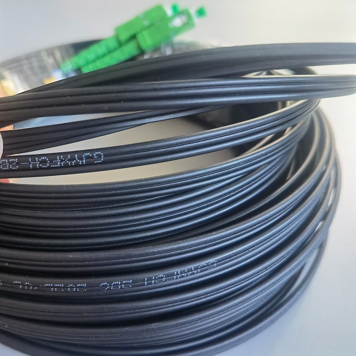 Outdoor Single Mode Double Core Optical Fiber Drop Cable SC/APC-SC/APC 20M-120M