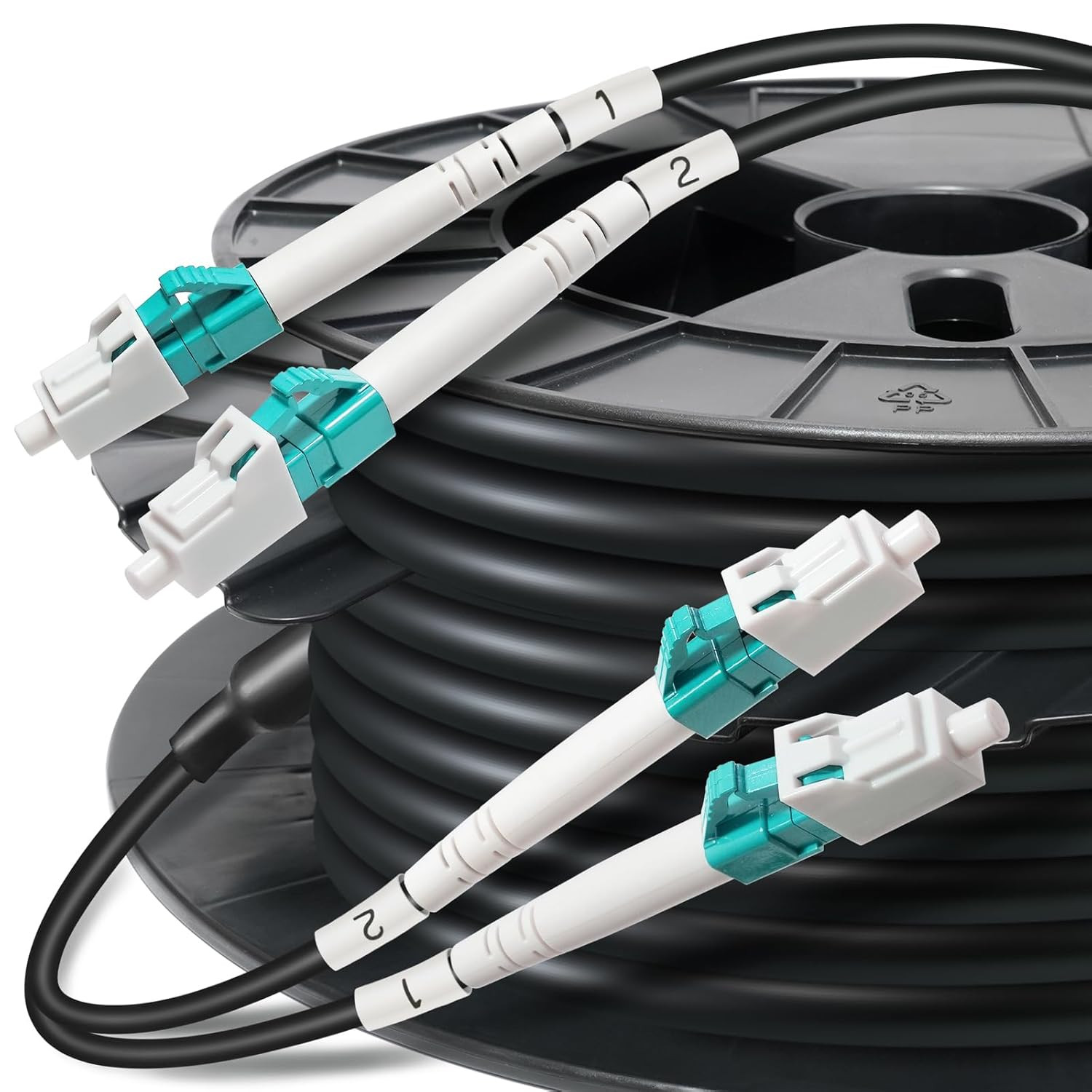 400 Ft Outdoor Multimode Duplex OM3 LC Fiber Cable, 40Gb, 10Gb, Double Sheath